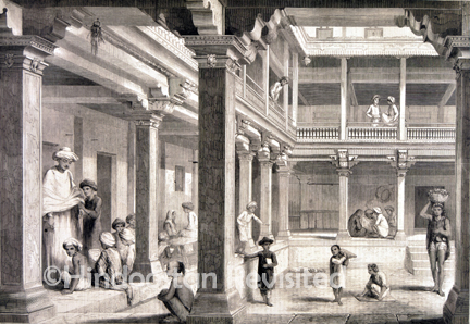 /data/Original Prints/Topography Views, City Views, Landscapes/HINDOO SCHOOL UNDER THE PORTICO OF A HOUSE IN POONAH.jpg